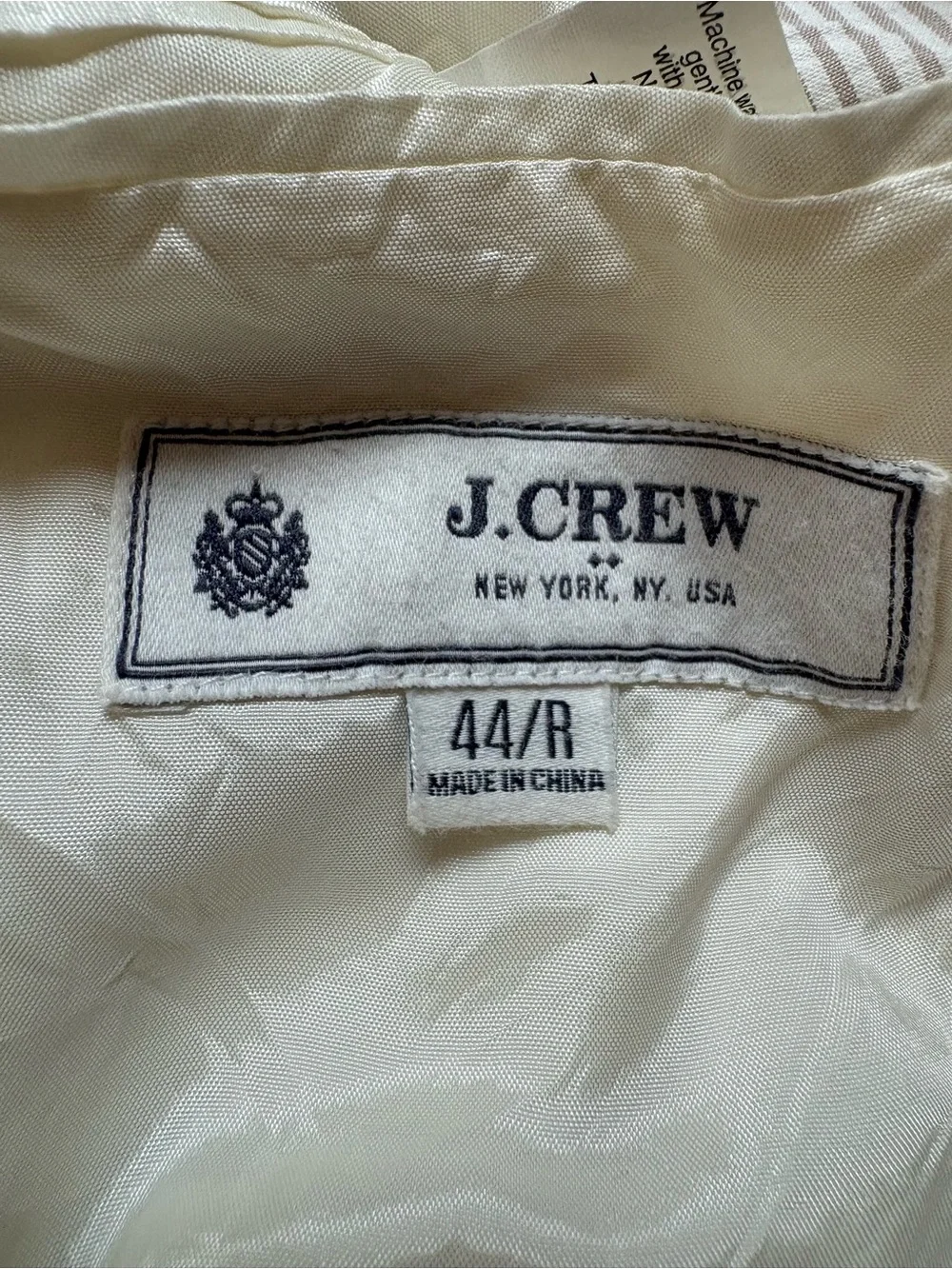 J.Crew 44R Tan Seersucker Cotton Blazer Sport Coat Two Button